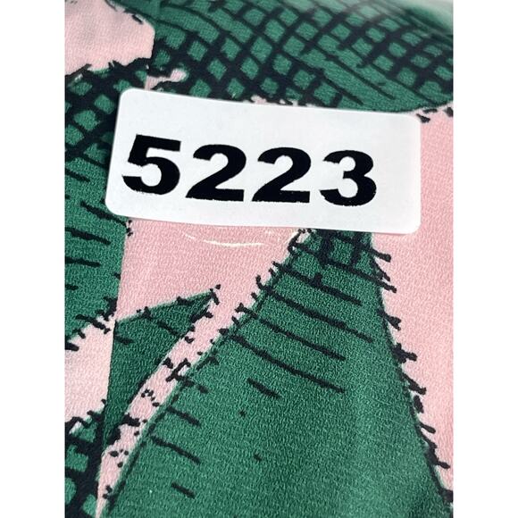 Express Asymmetrical Midi Dress 4 Pink Green Palm Print Strappy Back Sundress - Picture 12 of 12